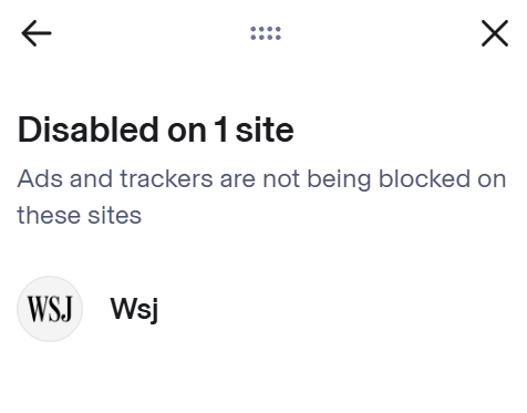 Aura Ad Block disabled on WSJ