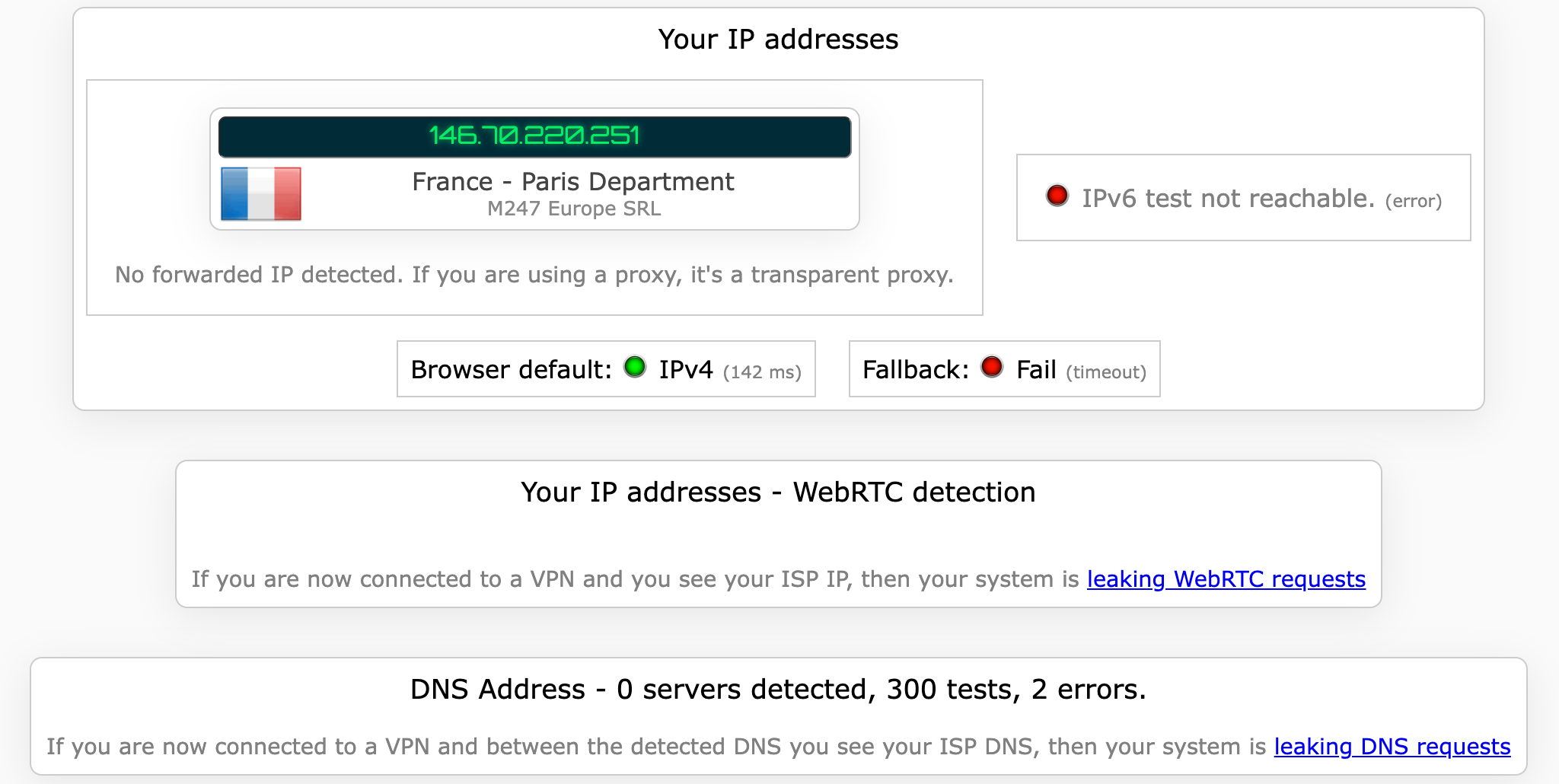 Total VPN's kill switch test results (passed)