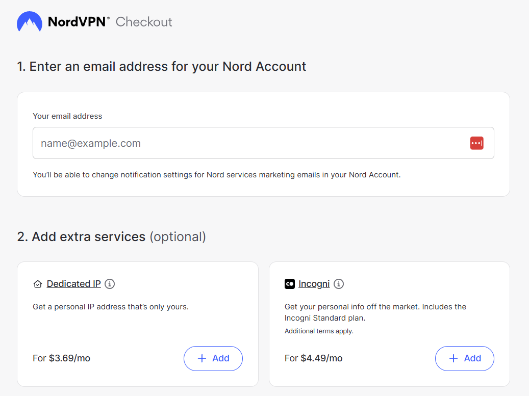 NordVPN checkout page