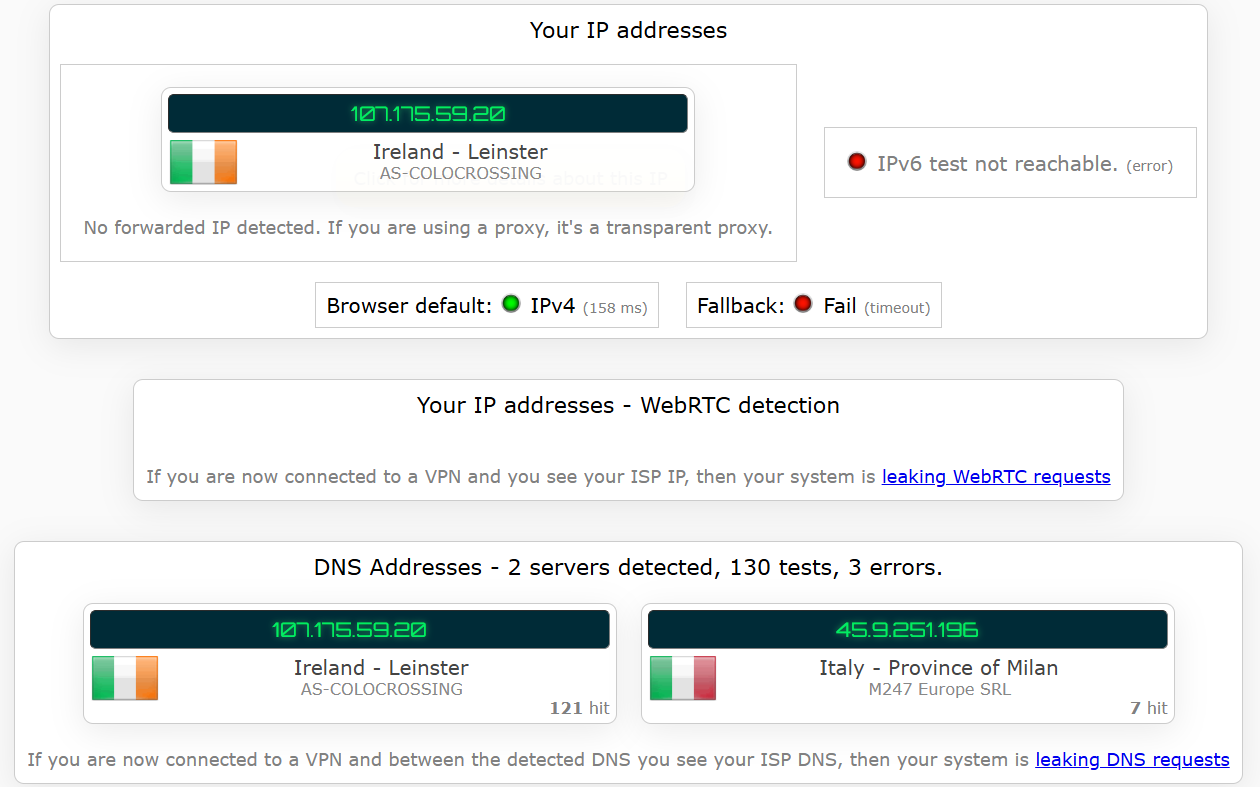 McAfee Safe Connect VPN's kill switch test results