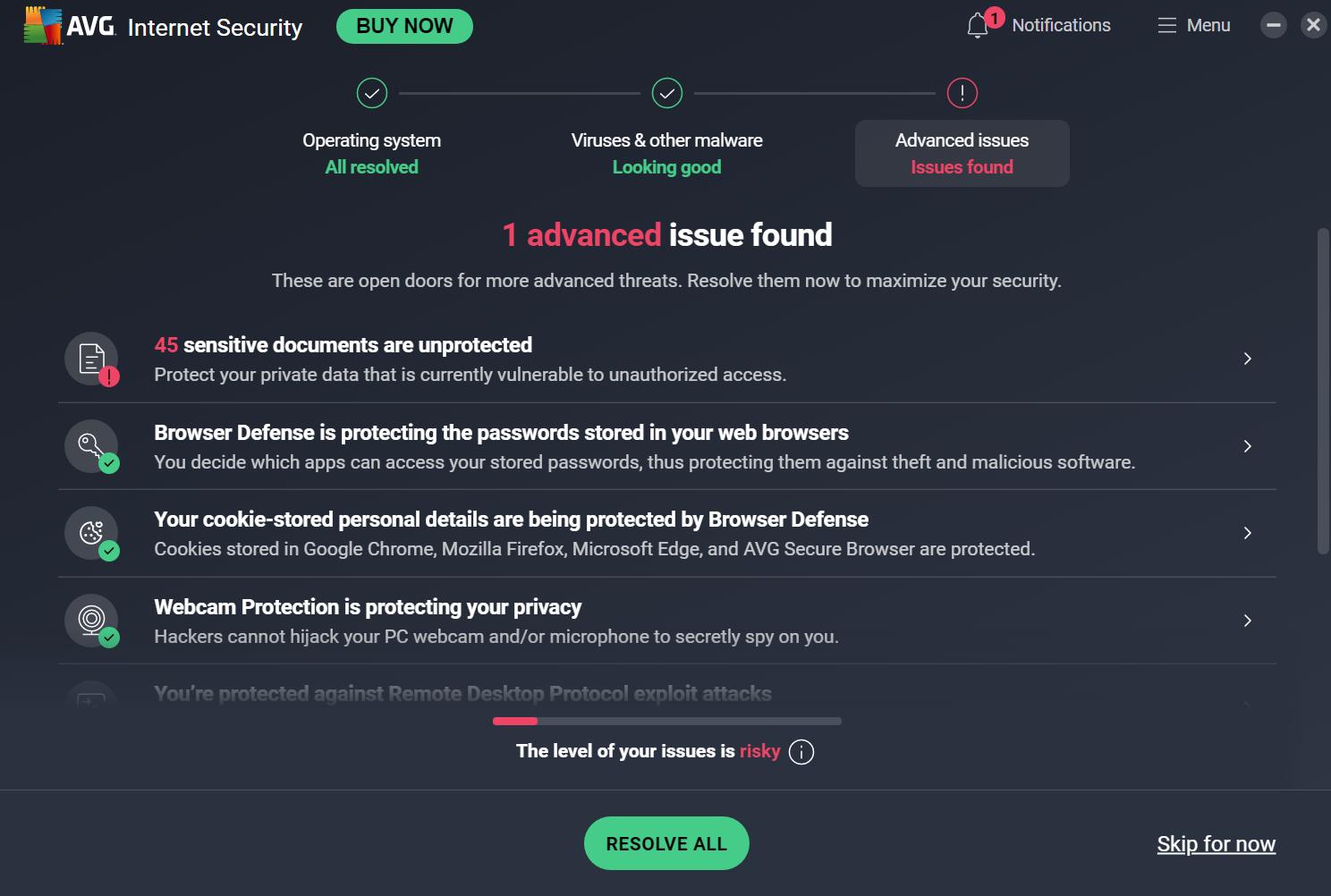 AVG first scan results Nov 2025