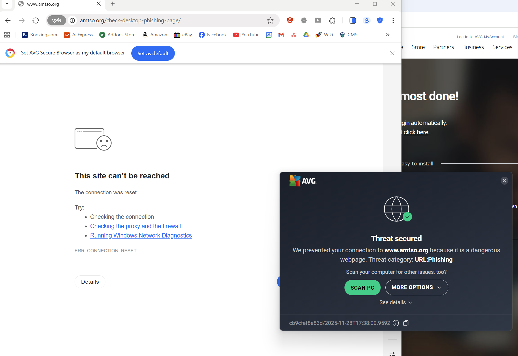 AVG phishing EICAR test blocked
