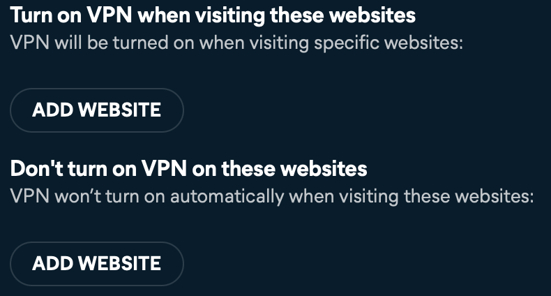 Avast SecureLine VPN split tunneling settings