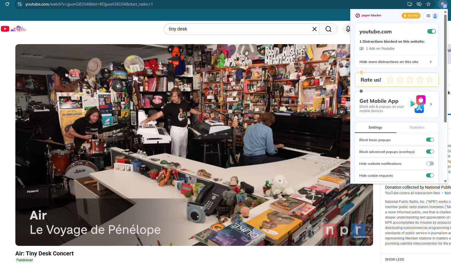 Poper Blocker free blocks YouTube video ads