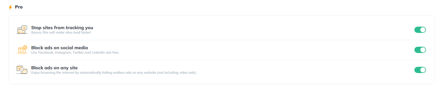 Poper Blocker Pro additional filters