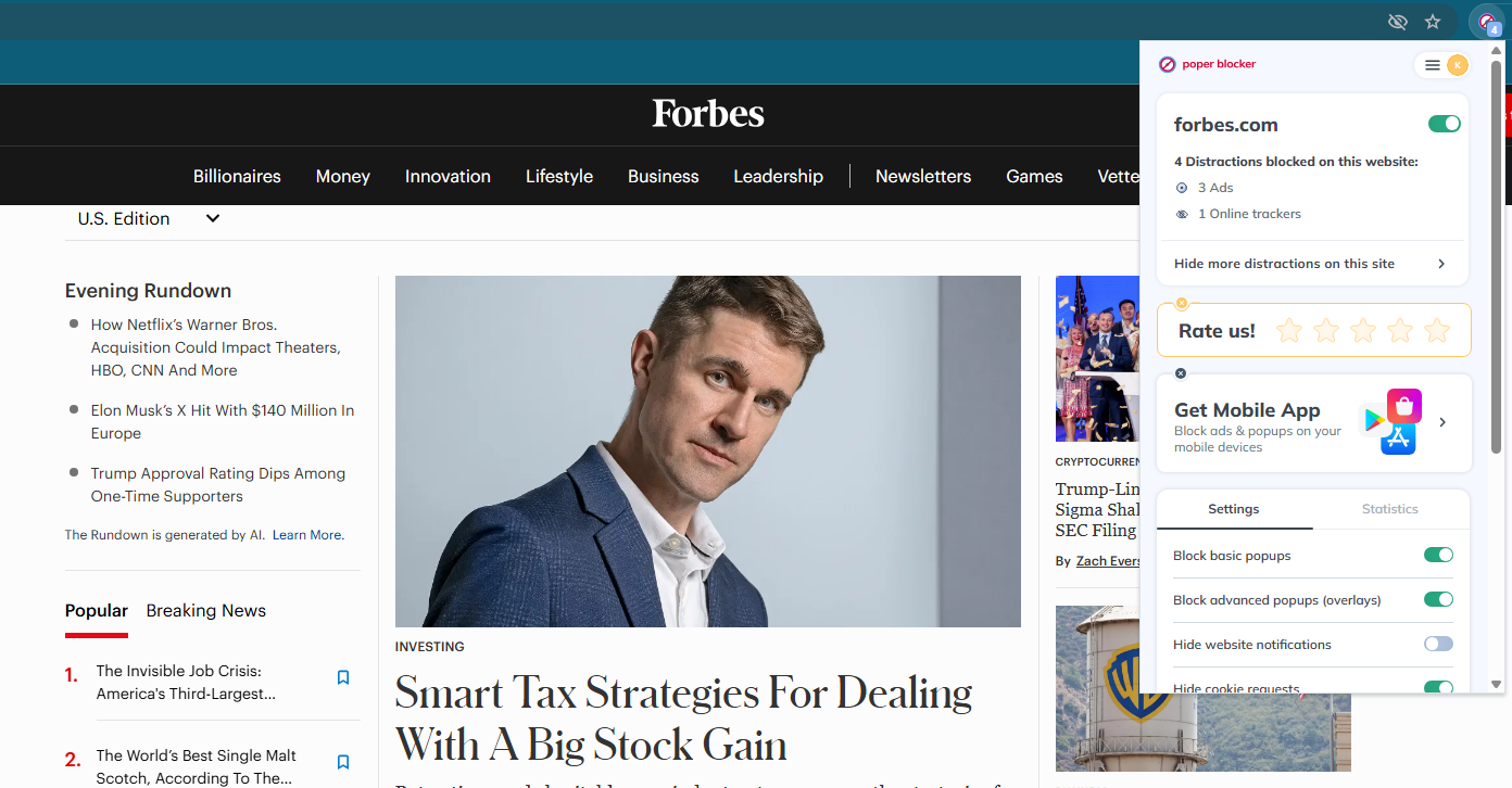 Poper Blocker Pro Forbes test