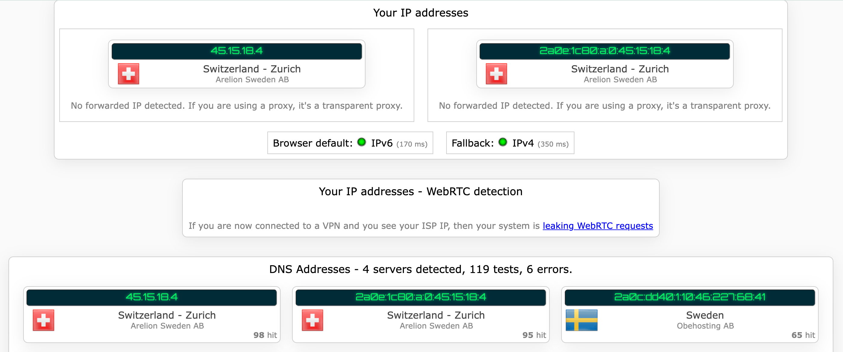 Malwarebytes Privacy VPN's kill switch test results (pass)