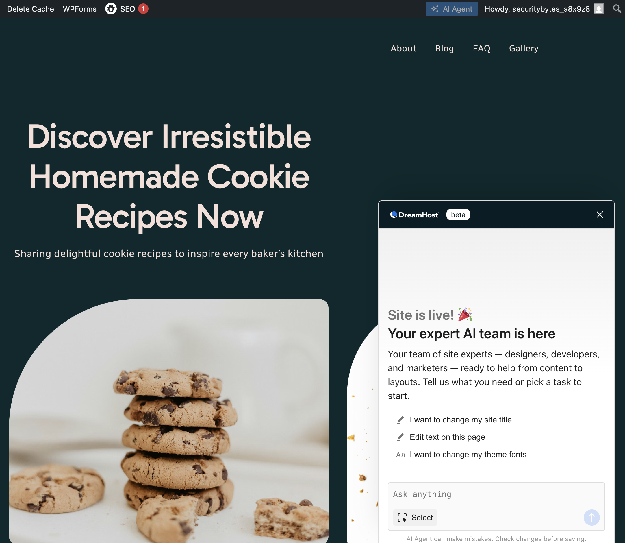 DreamHost AI site builder with support
