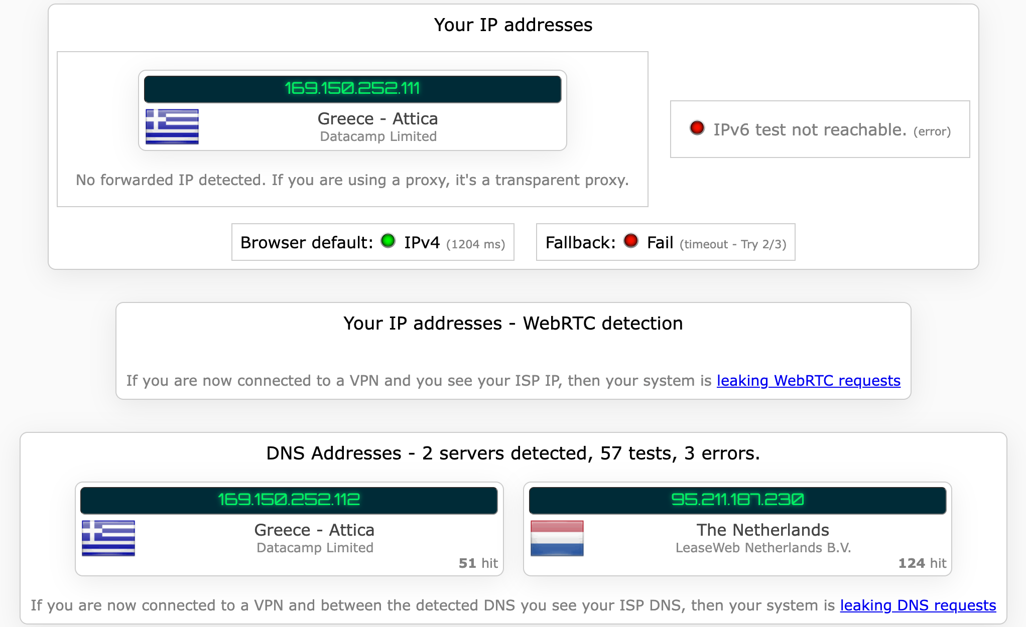 IVPN's kill switch test results (passed)