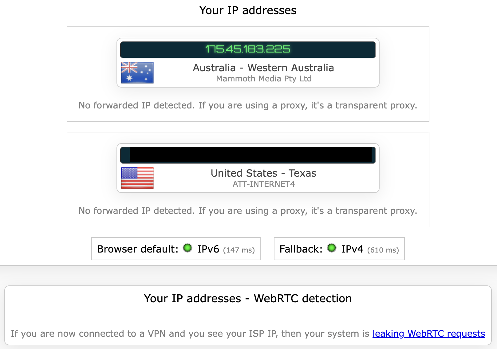 Hide My IP's kill switch test results (passed)