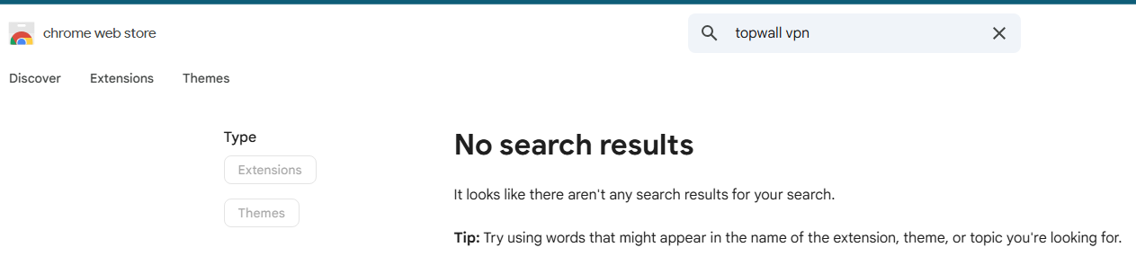 TopWall VPN does not offer a VPN extension
