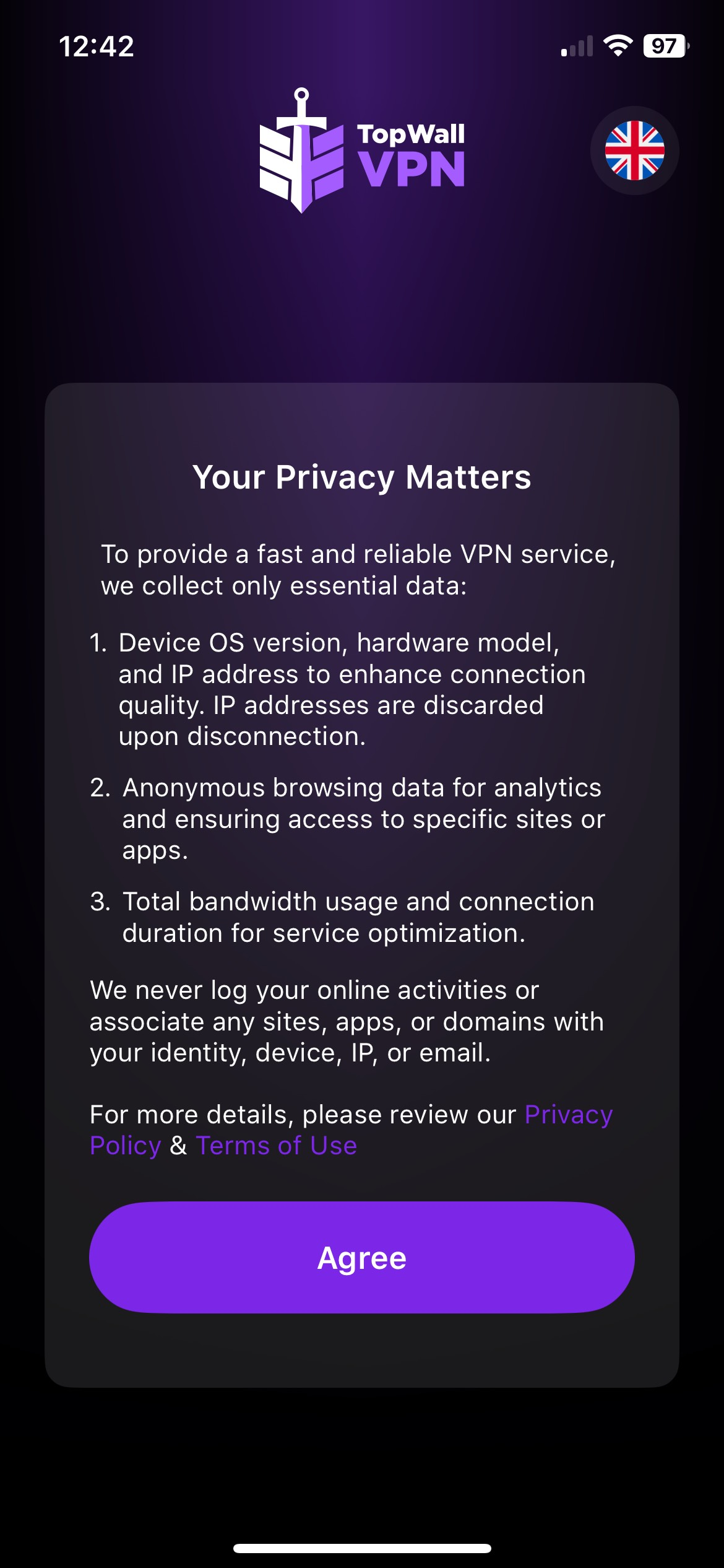 TopWall VPN app permissions