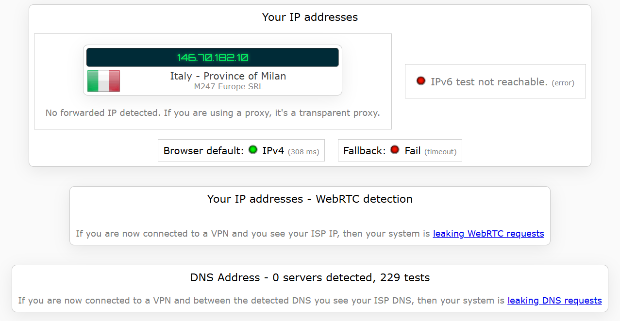 Proton VPN's kill switch test results (pass).