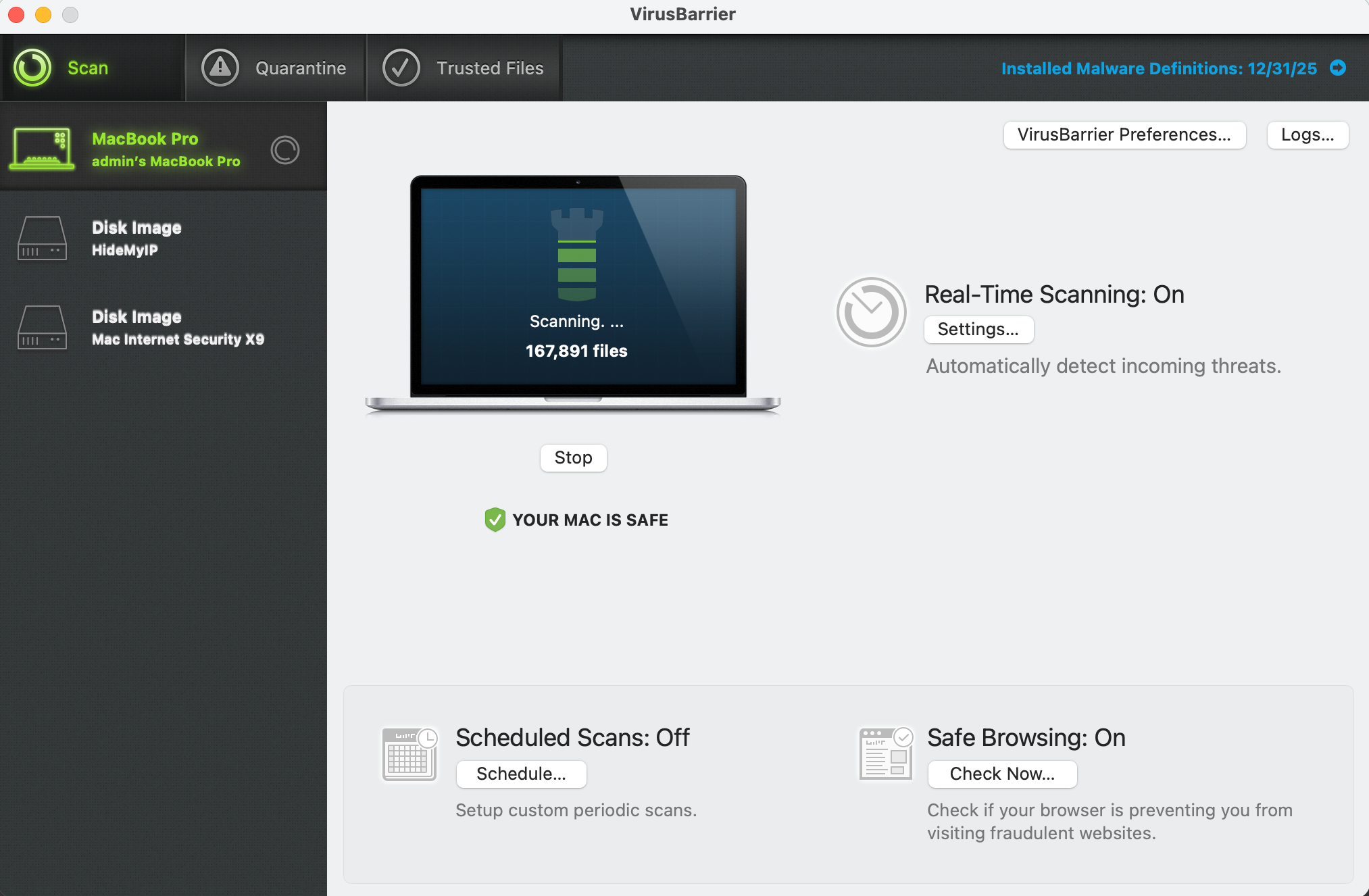 Intego antivirus showing a scan in progress