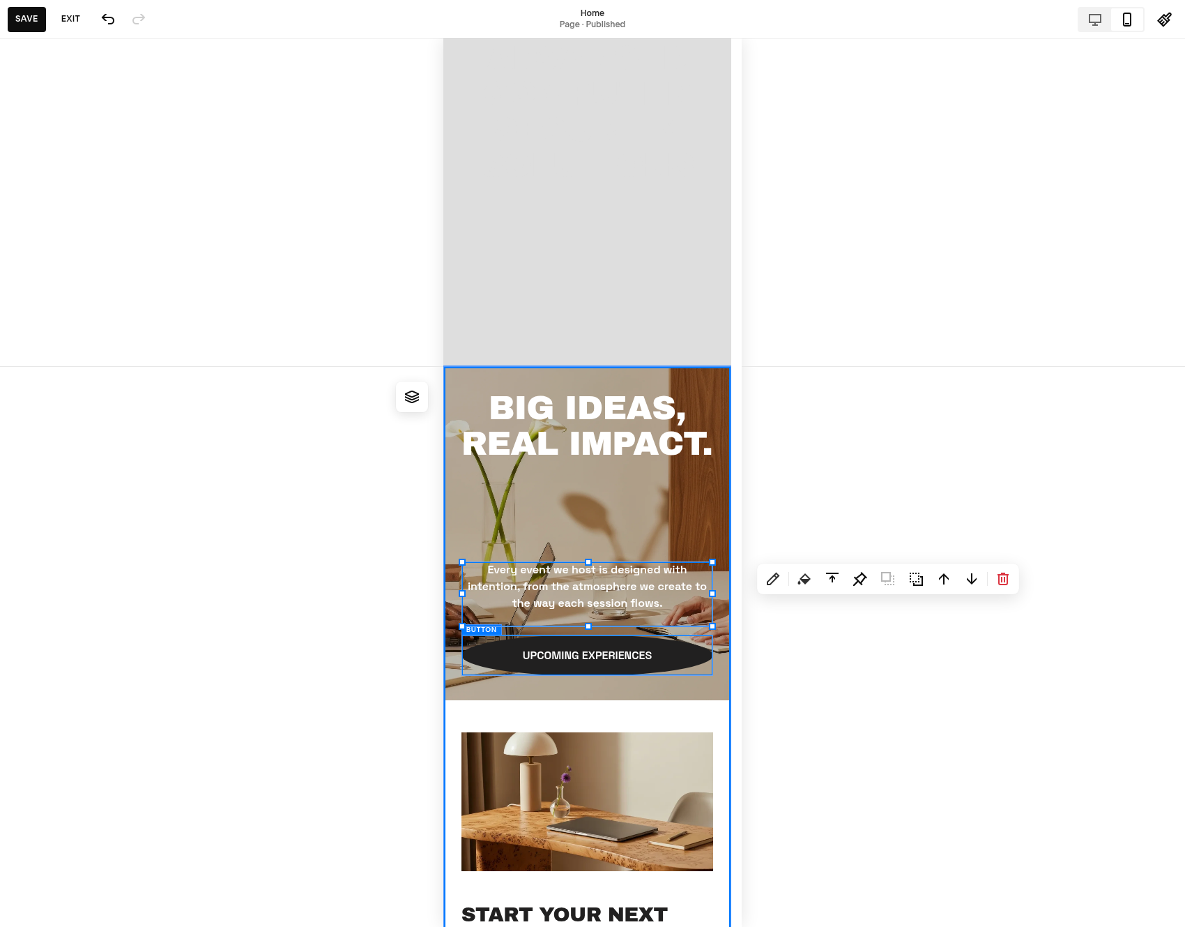 Squarespace mobile design layout