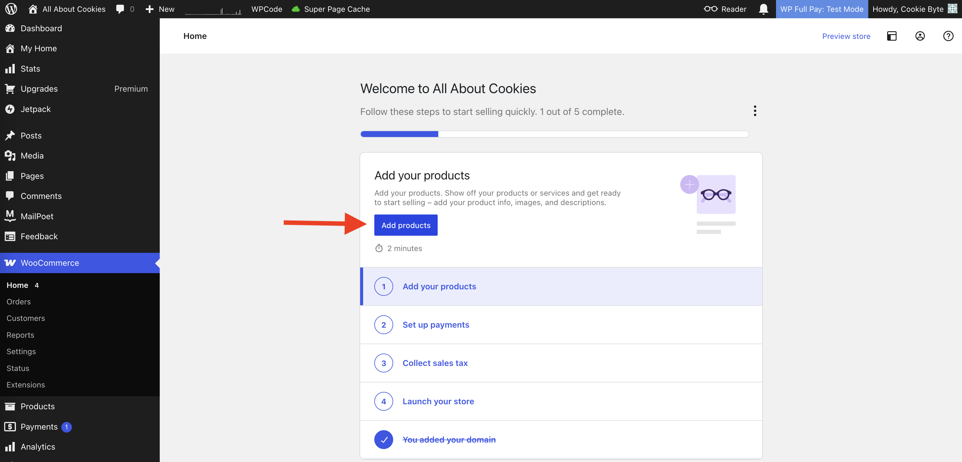 Adding a product with WooCommerce 