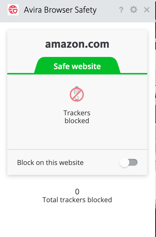 Avira Browser Security extension interface