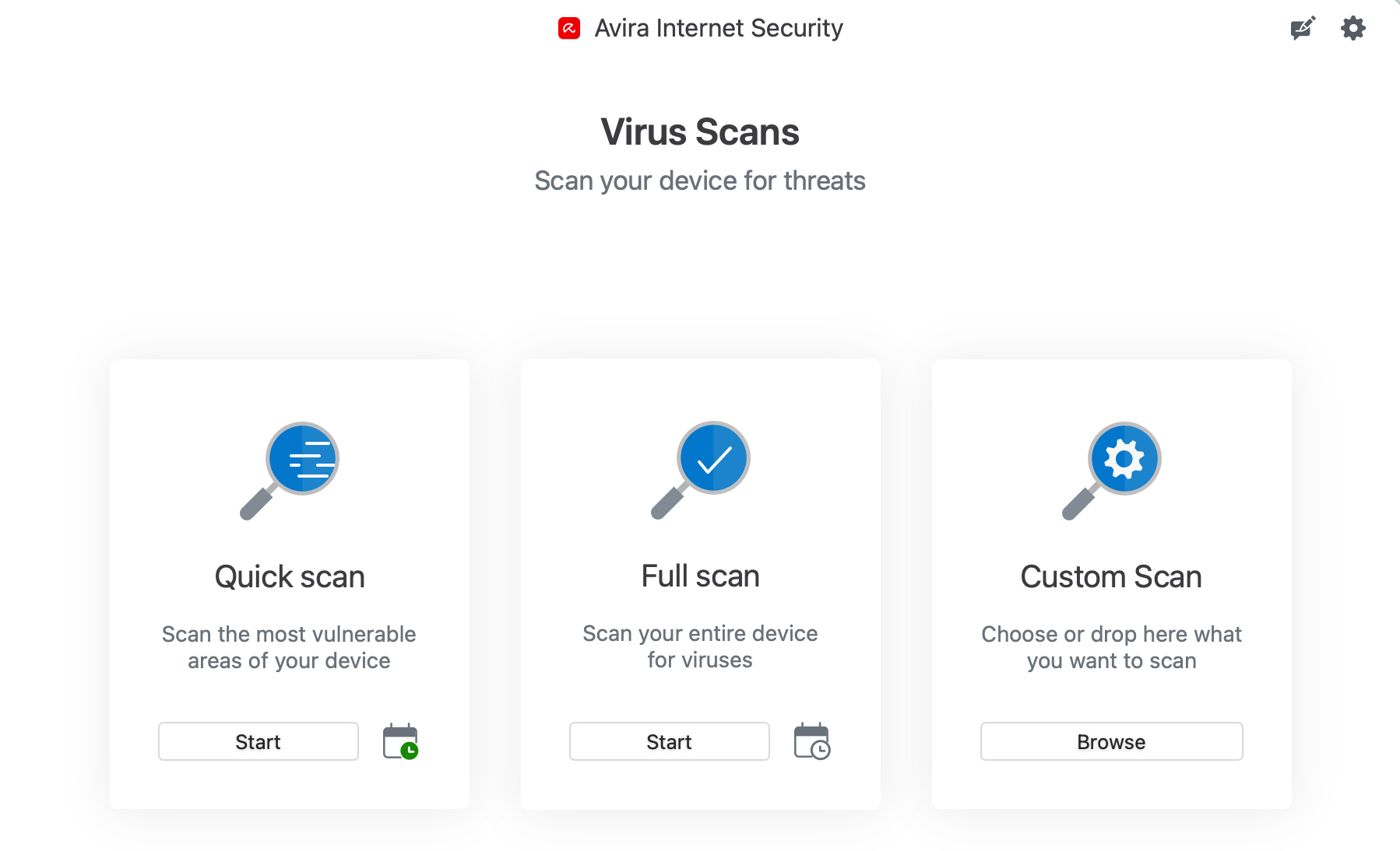Avira Internet Security Virus Scans tab