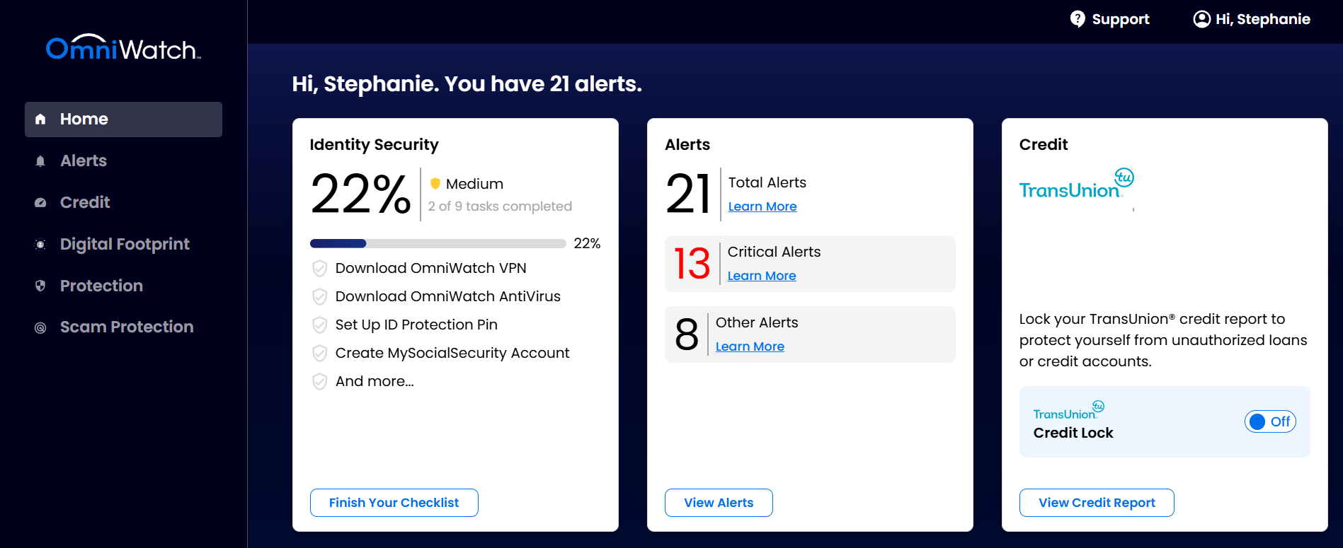 OmniWatch main dashboard