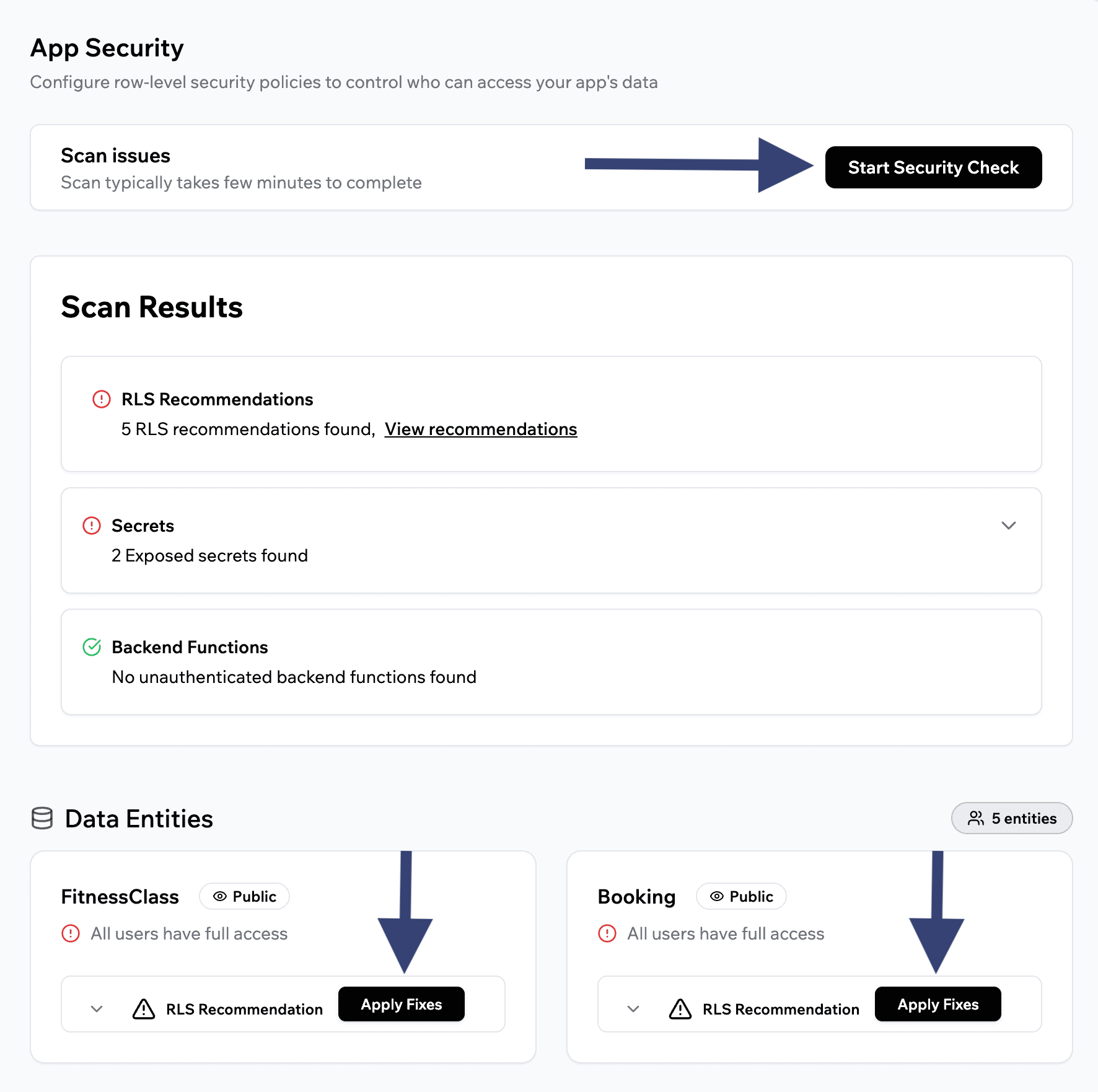 Base44 AI app builder security scan
