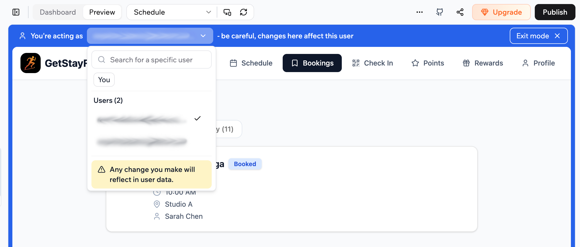 View Base44 as particular user