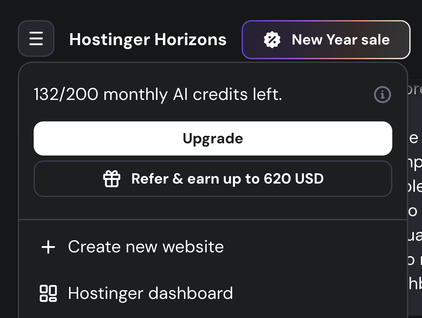 68 prompts into Hostinger Horizons for All About Cookies test