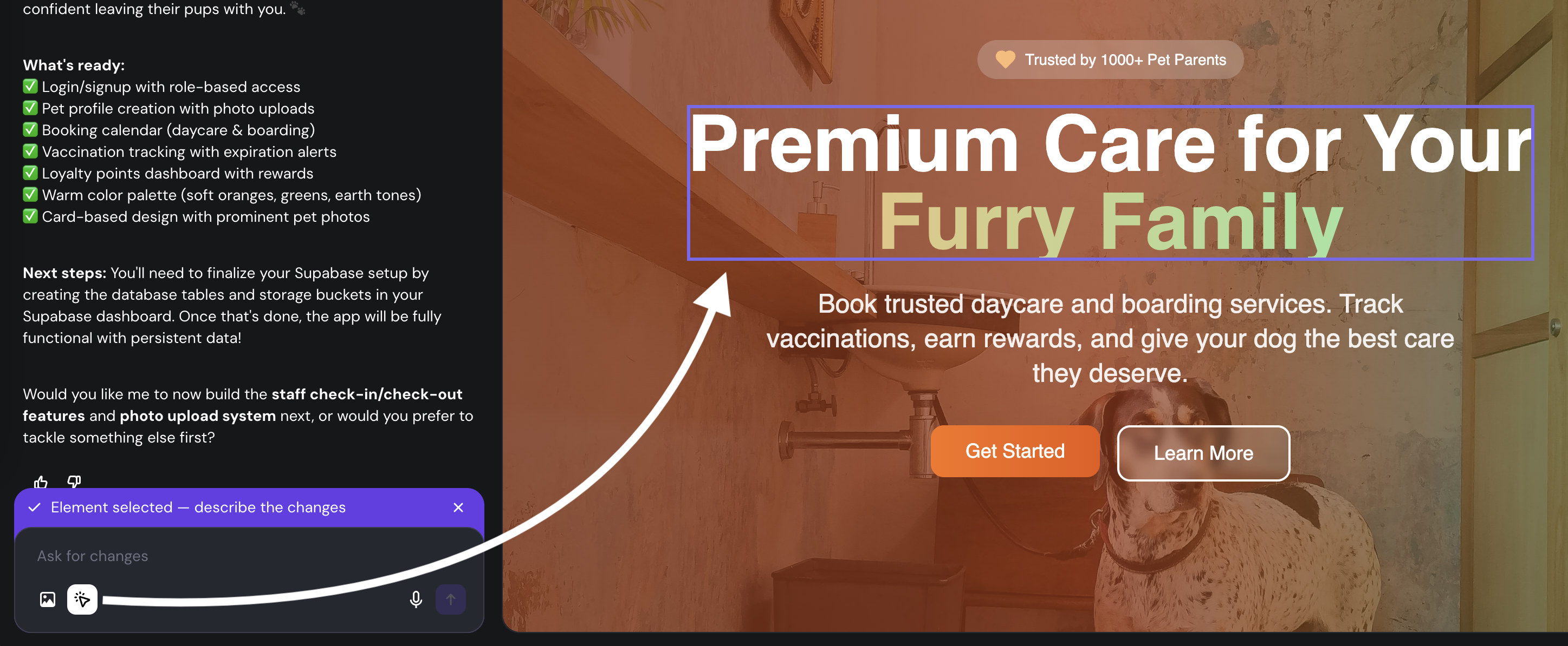 Hostinger Horizons click-to-isolate feature