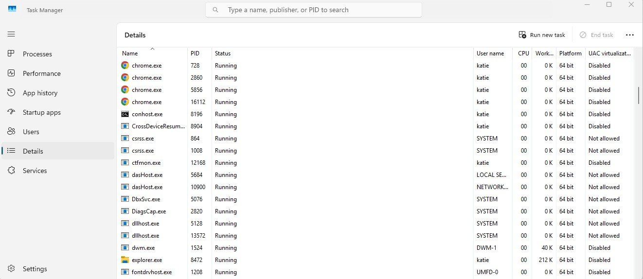 Looking for Poweliks in Windows Task Manager
