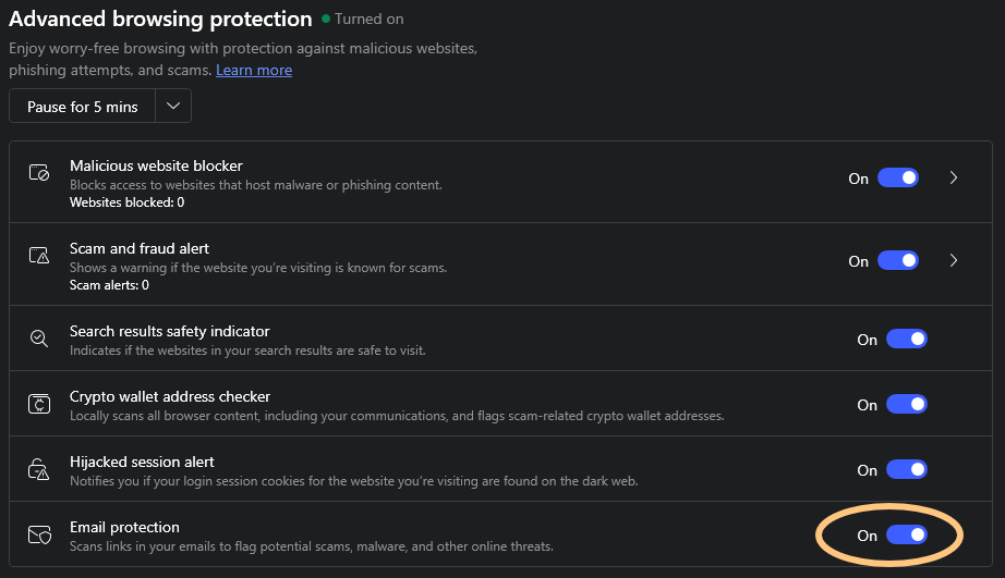 NordVPN Threat Protection Pro Email Protection feature 