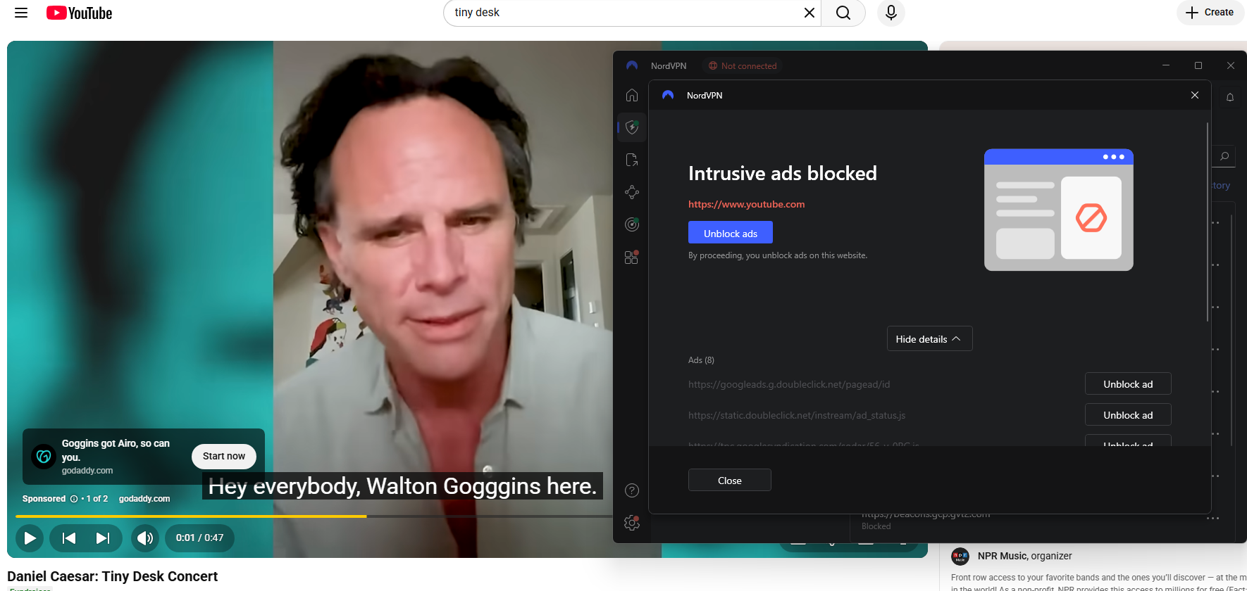 NordVPN Threat Protection Pro YouTube test