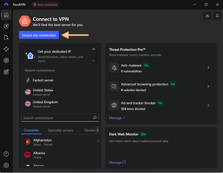 NordVPN Quick Connect 