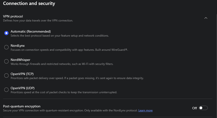 NordVPN protocols list