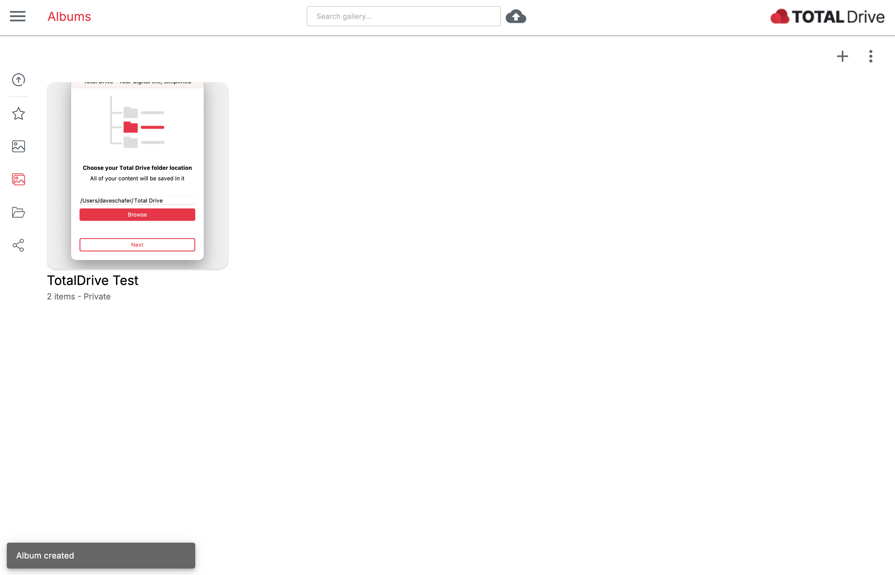 Total Drive Albums dashboard