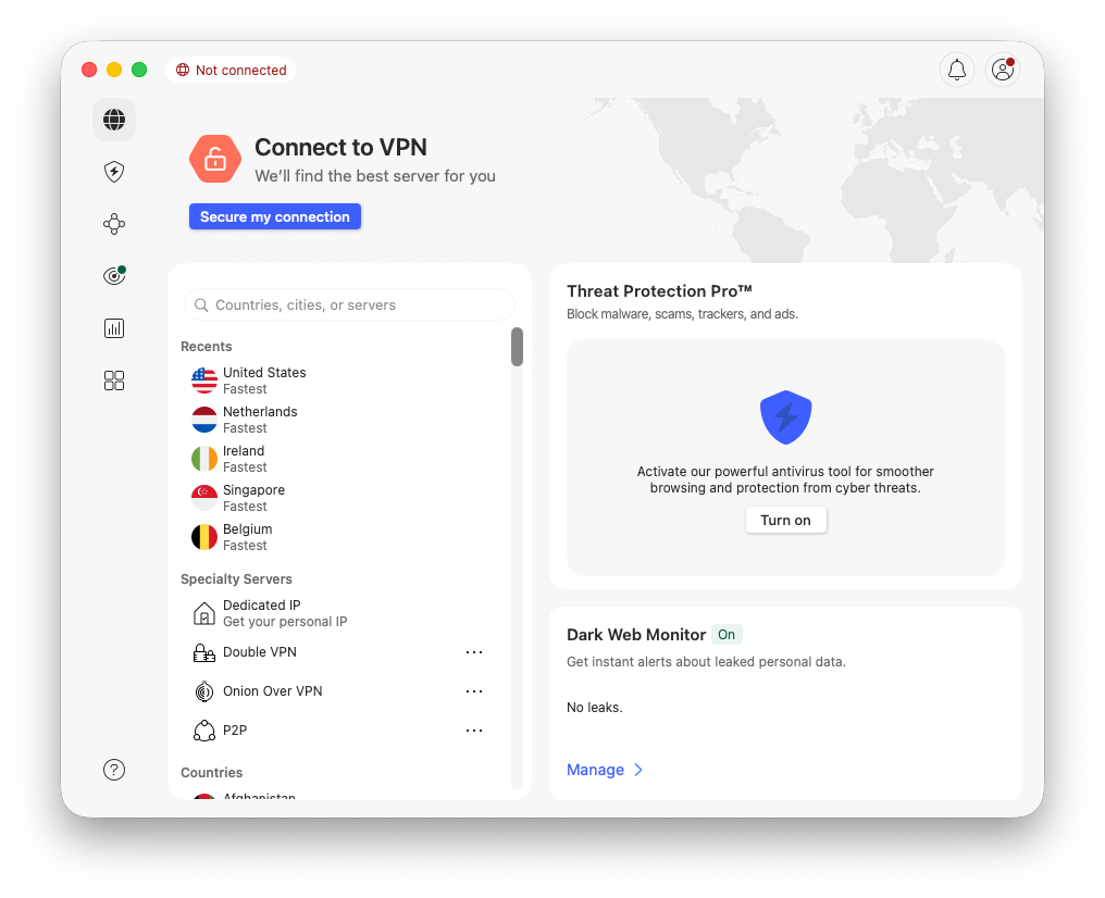 Connect to NordVPN app