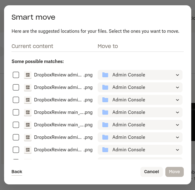 Dropbox Smart Move feature
