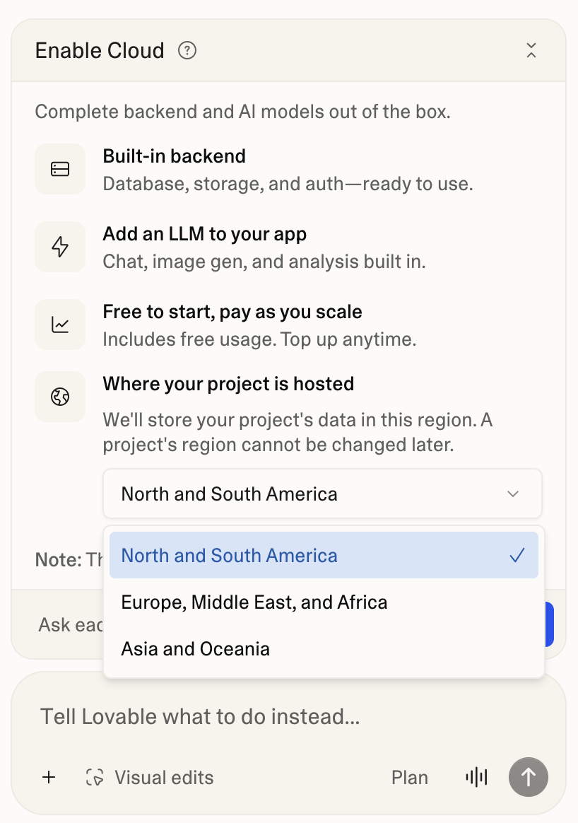 Enabling backend in Lovable for All About Cookies