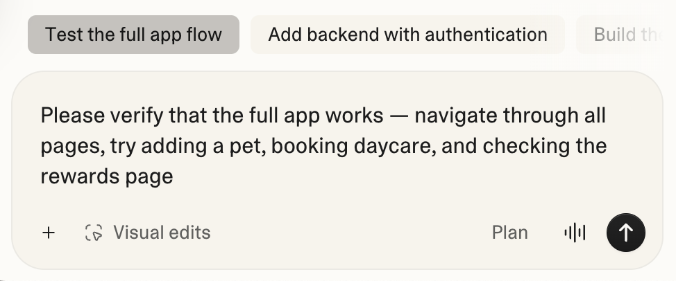 Lovable testing feature