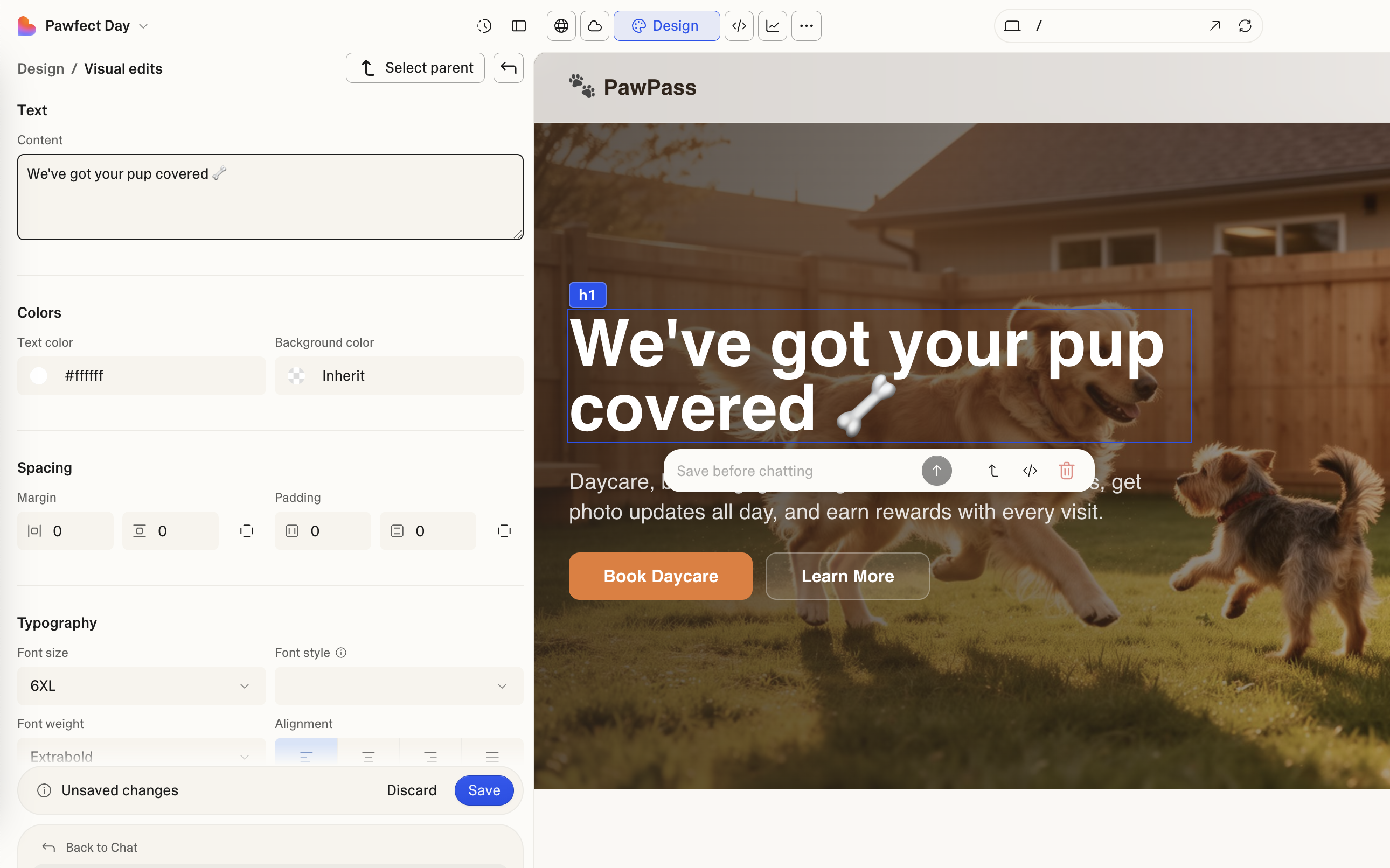 Lovable visual editor