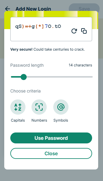 ExpressKeys extension on password generator tab