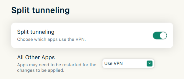 ExpressVPN split tunneling feature