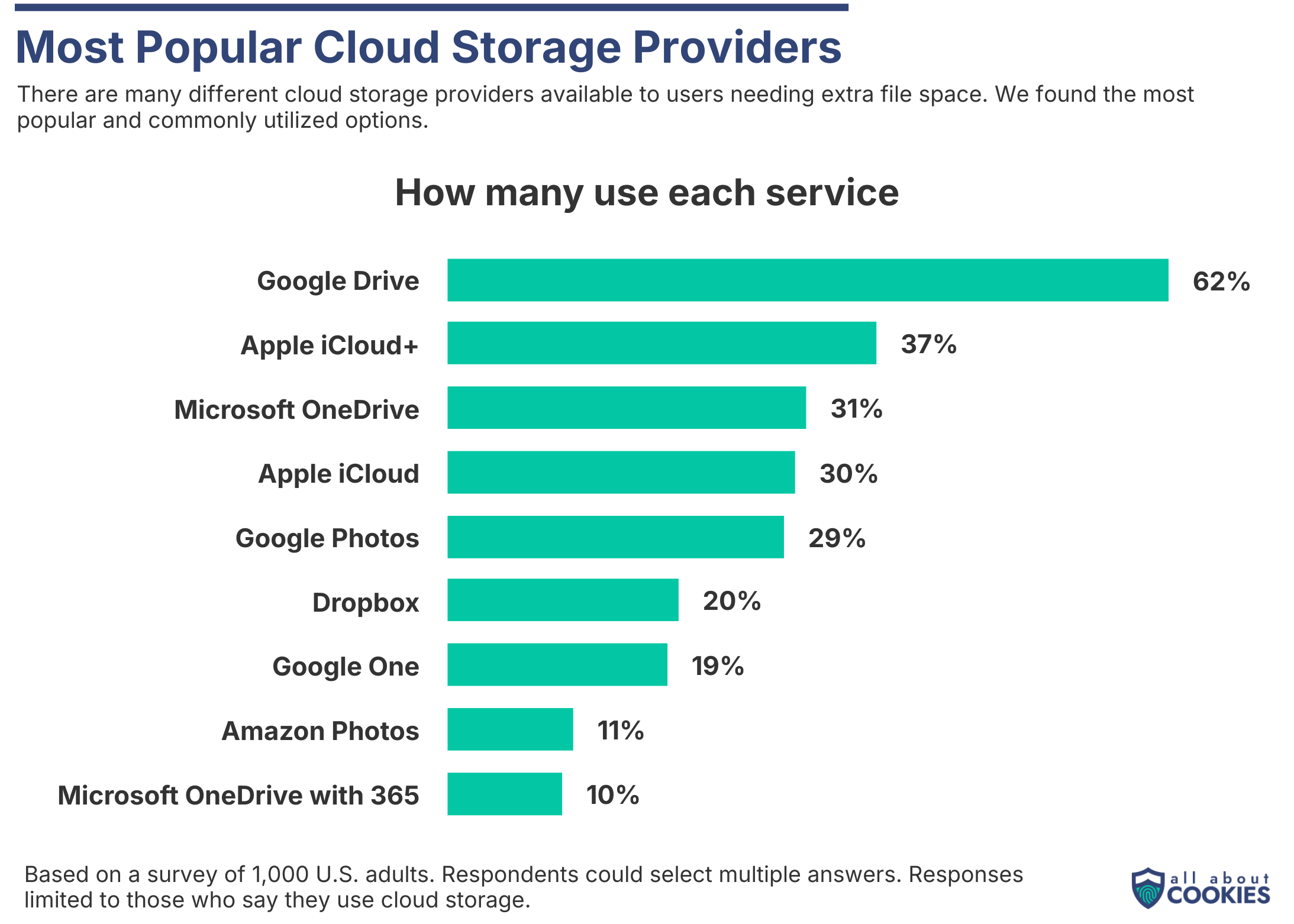 Bar chart showing the most popular cloud storage providers.