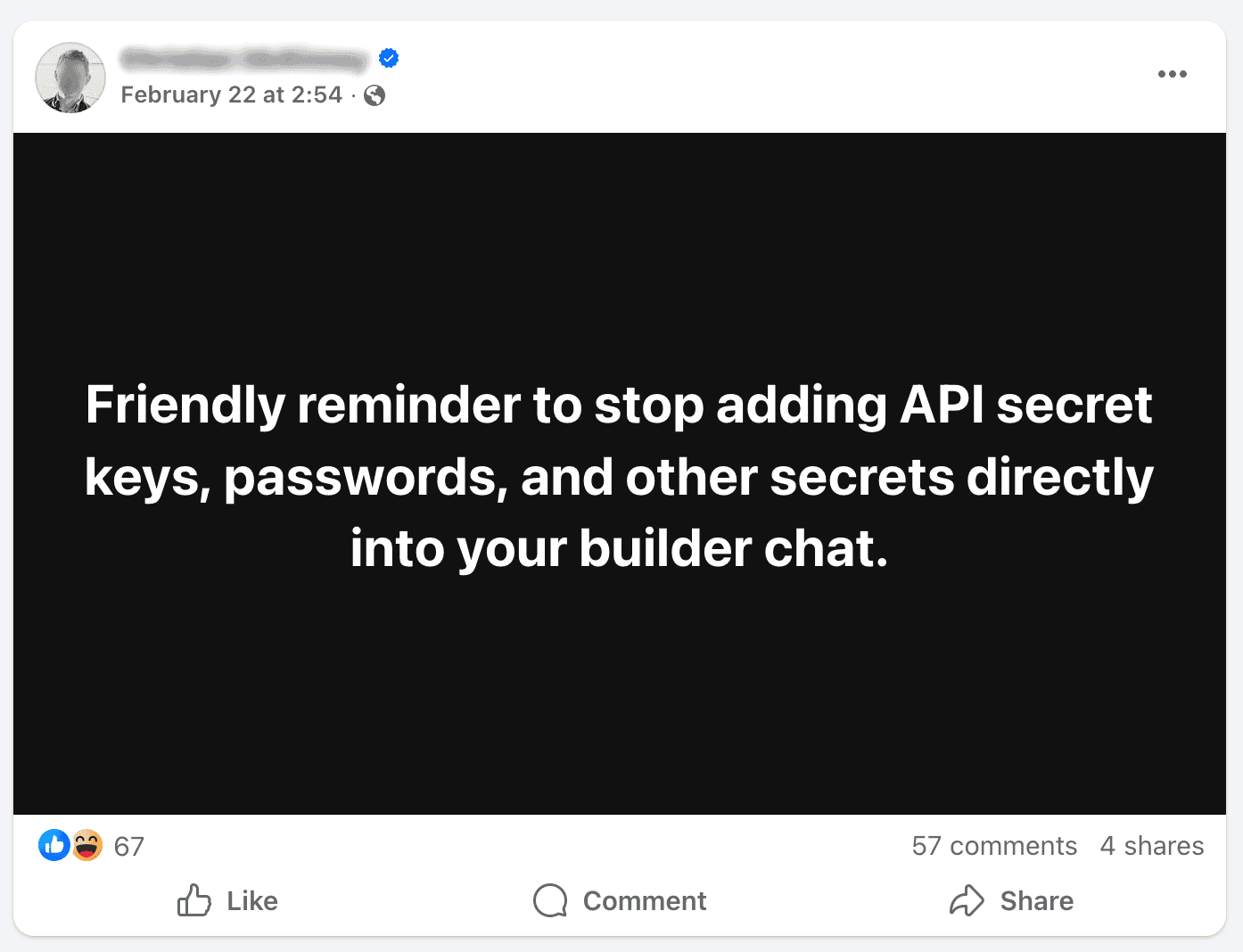 Social media API Keys joke