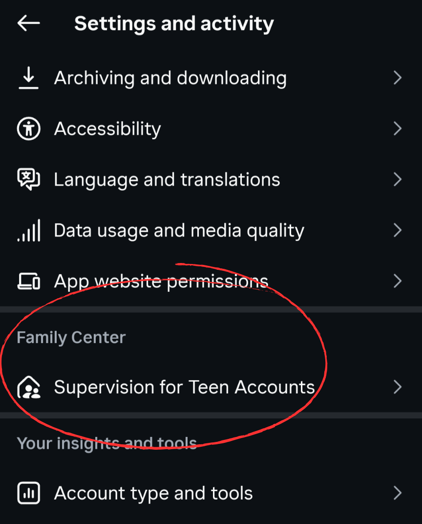 Set up Instagram parental controls