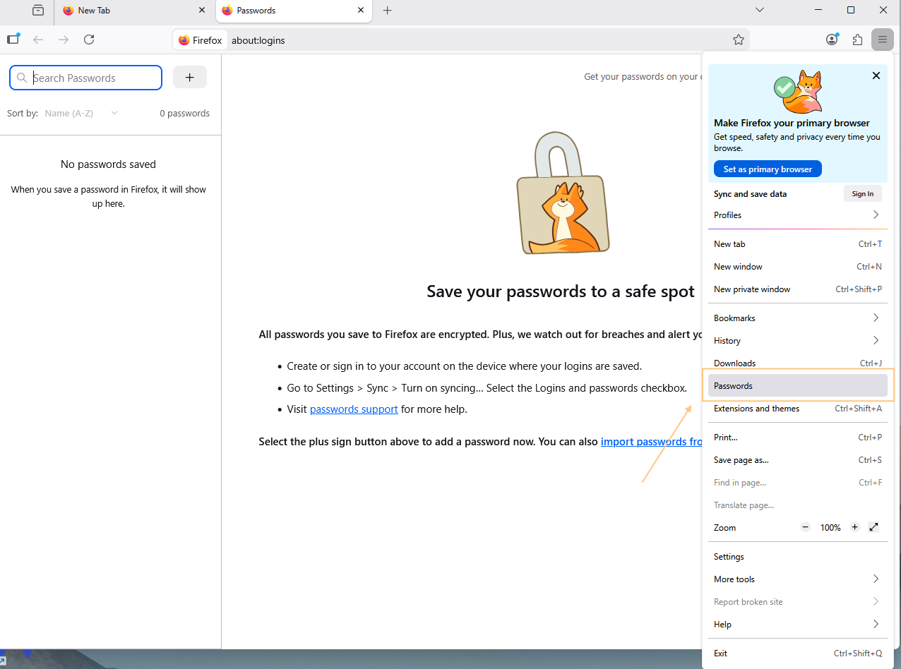 View saved passwords in Firefox