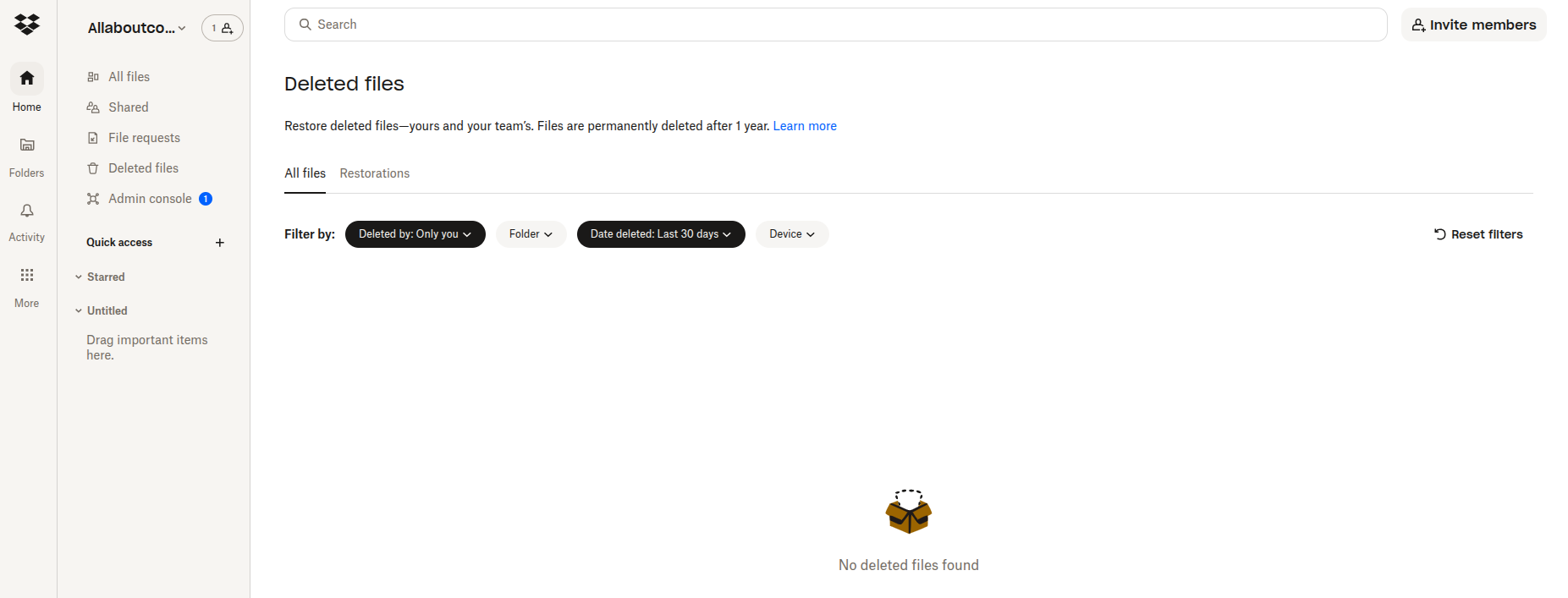 Dropbox deleted files
