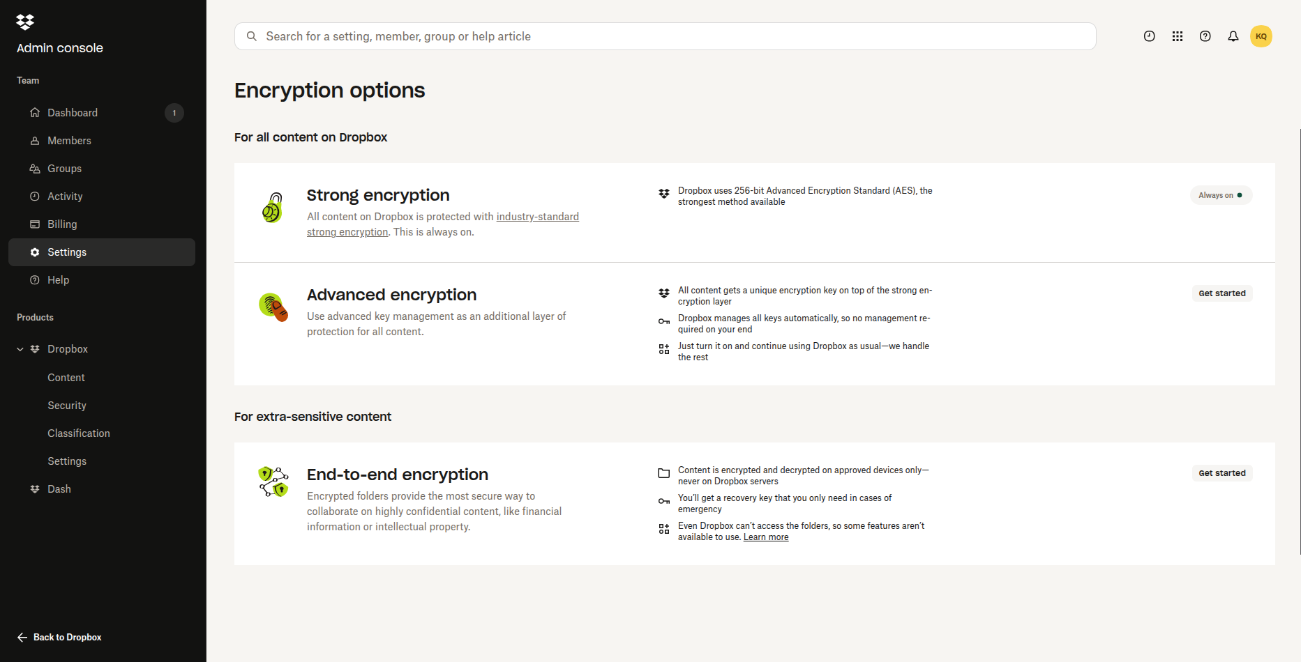 Dropbox end-to-end encryption on Advanced plan