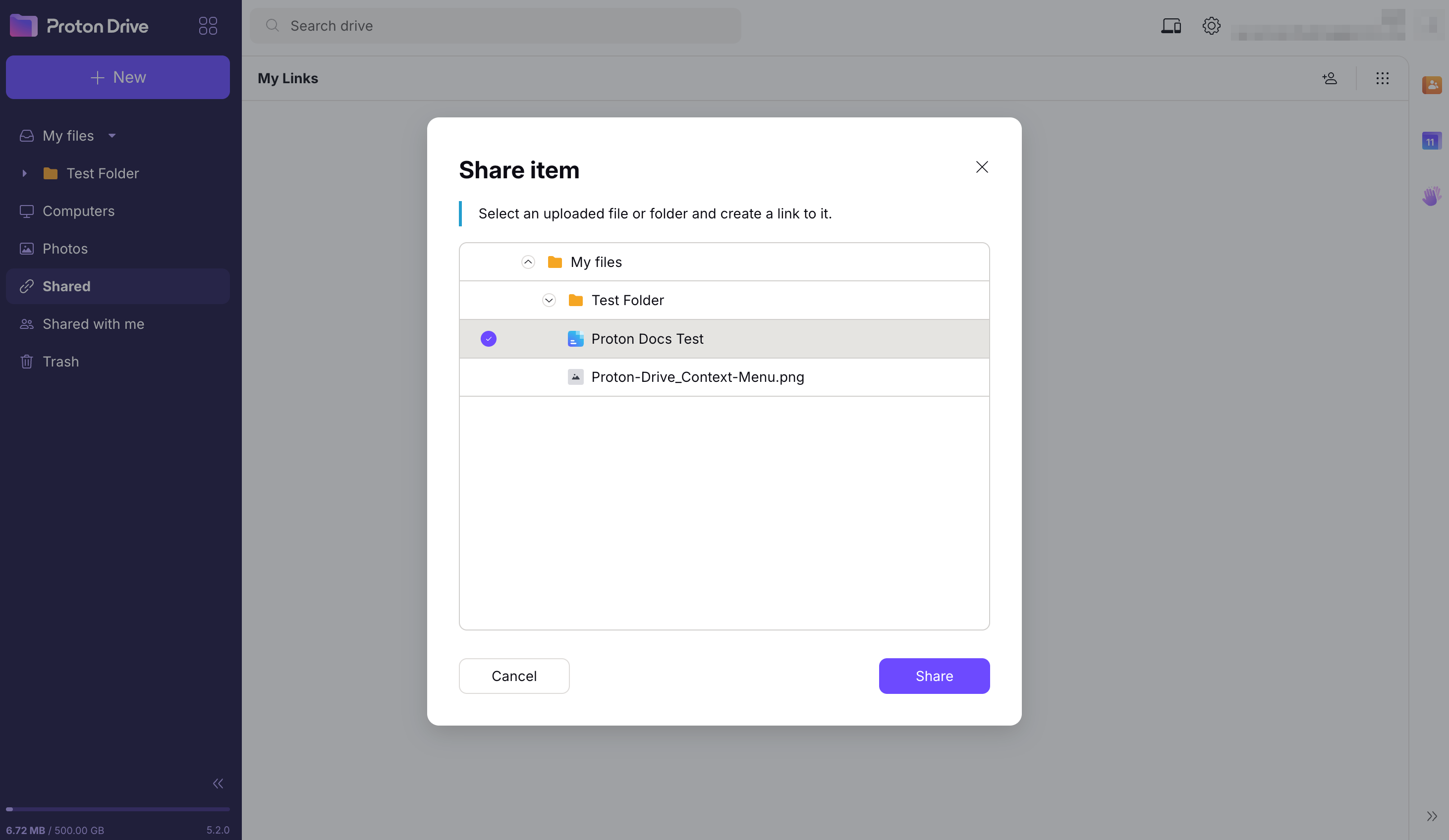 Proton Drive easy file sharing