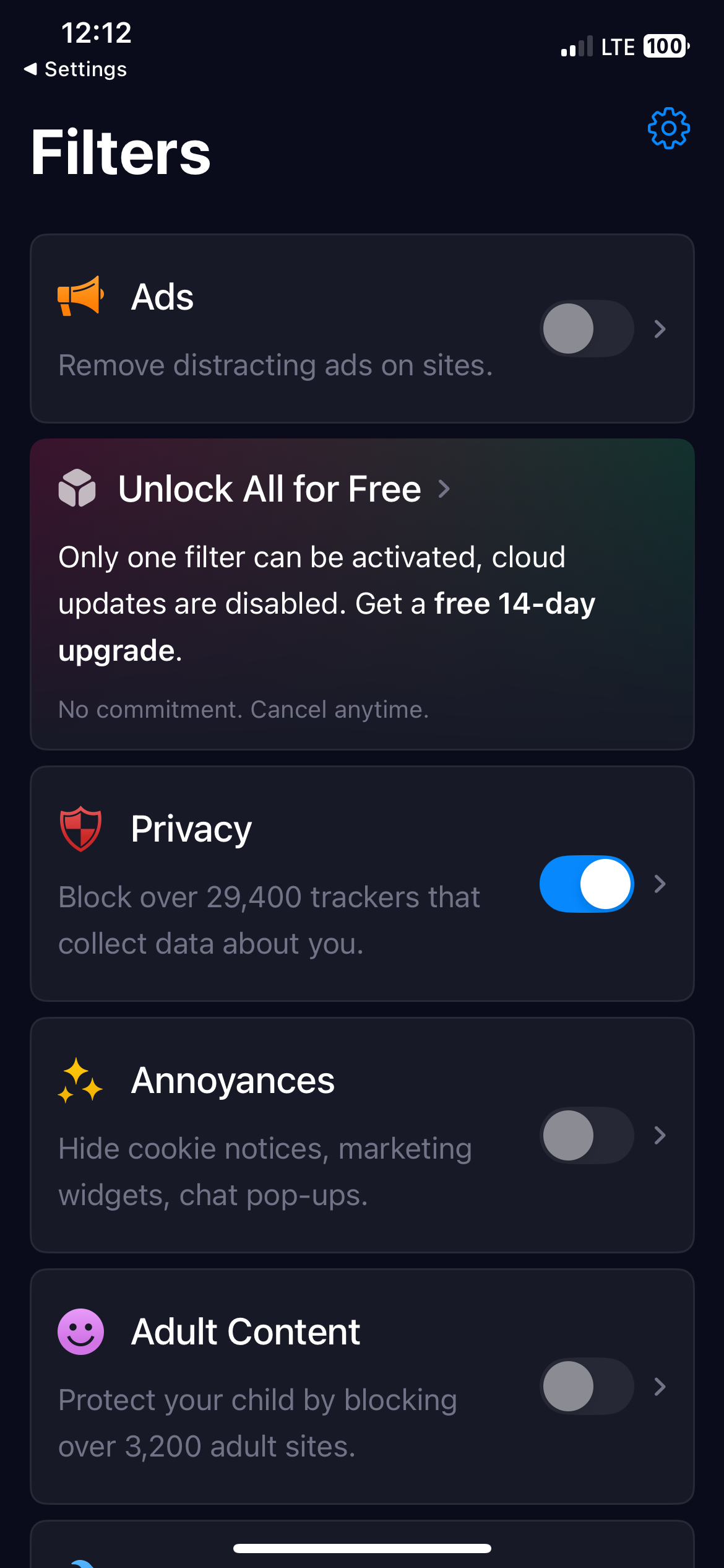 1Blocker filters for iPhone