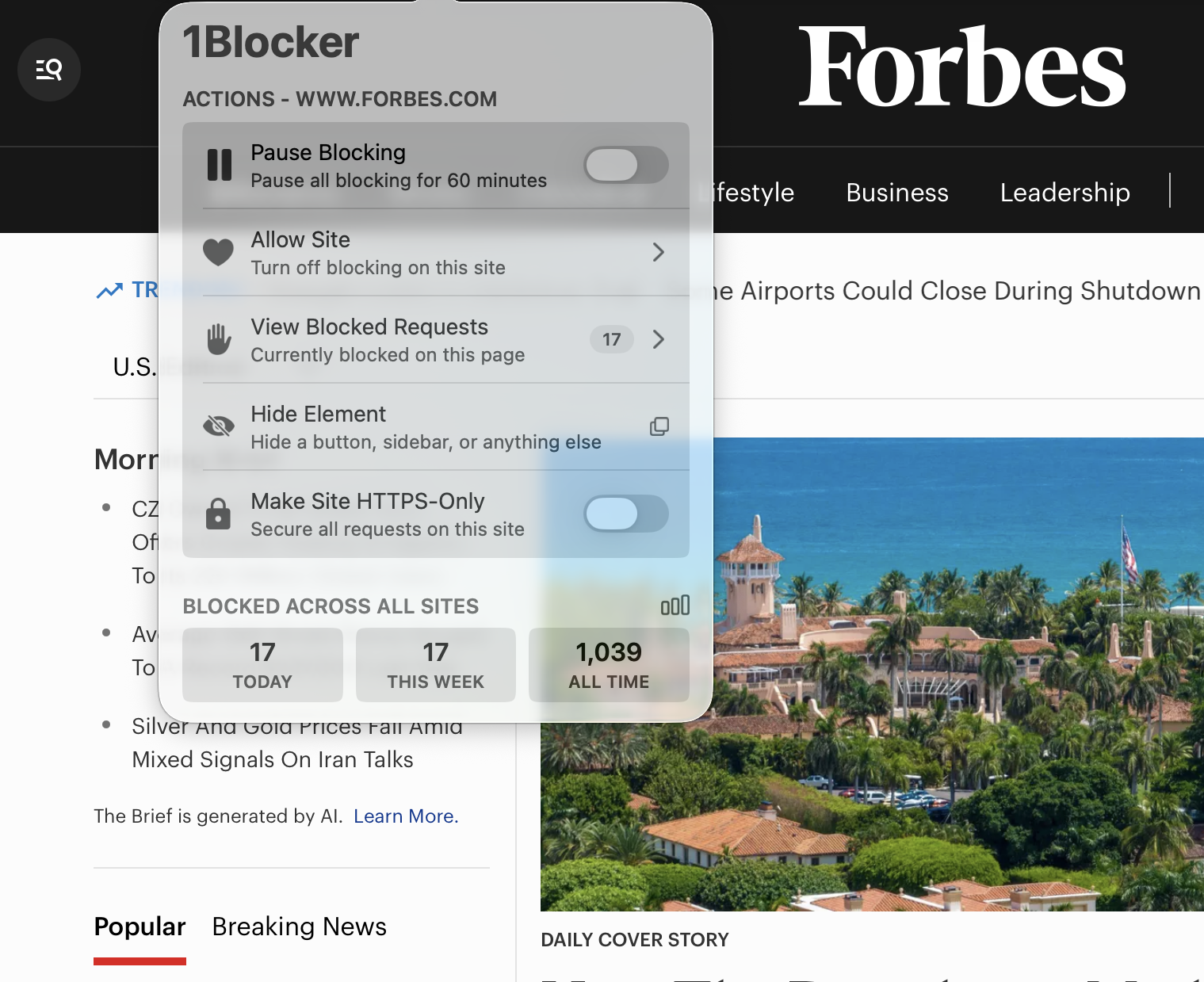 1Blocker Forbes test