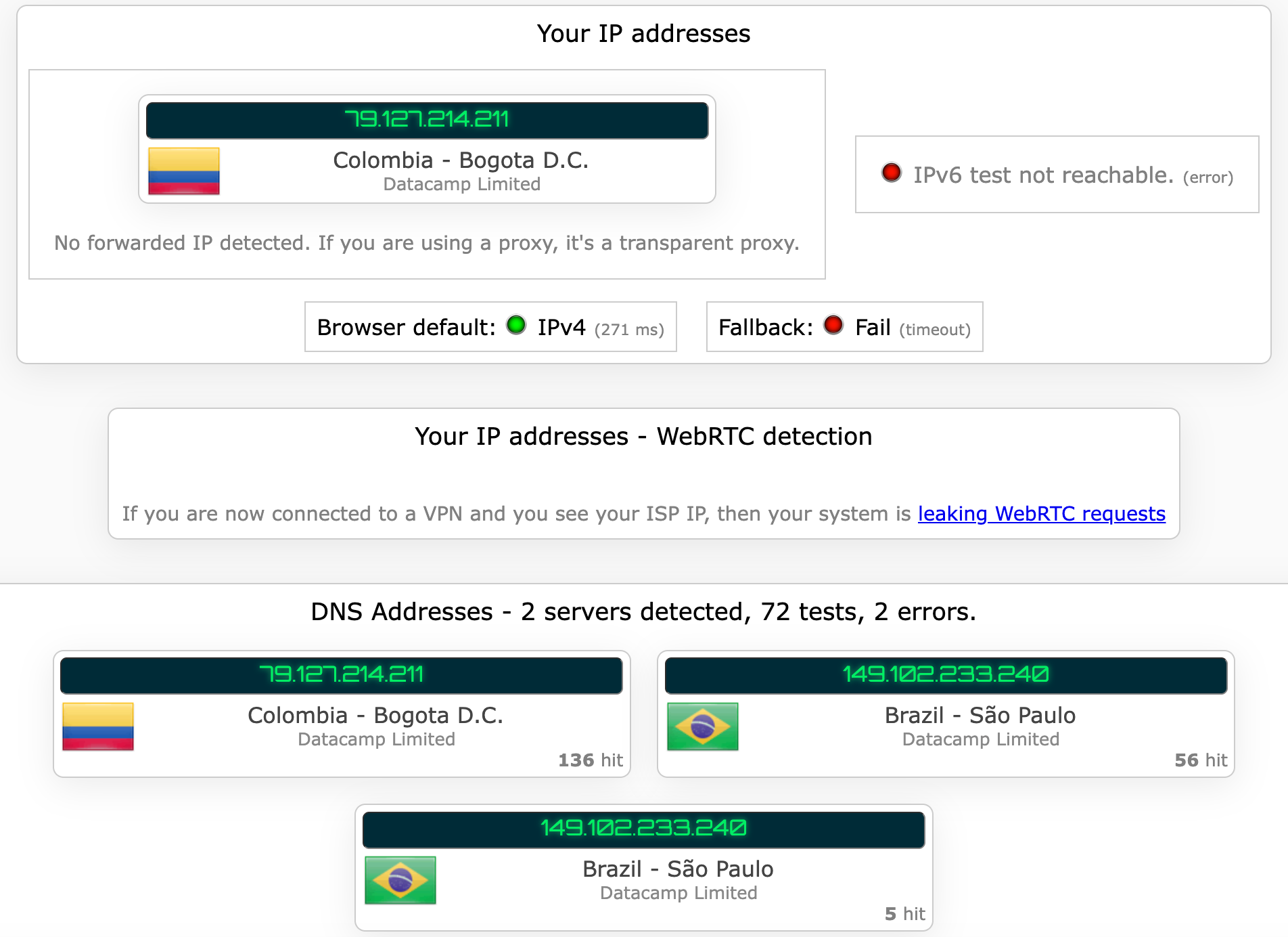 AVG Secure VPN's kill switch test results (pass).